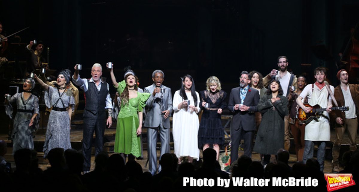 Patrick Page, Amber Gray, Andre De Shields, Rachel Clavkin, Anais Mitchell, David Neumann, Eva Noblezada, Reeve Carney, Afra Hines and Timothy Hughes with cast  at 