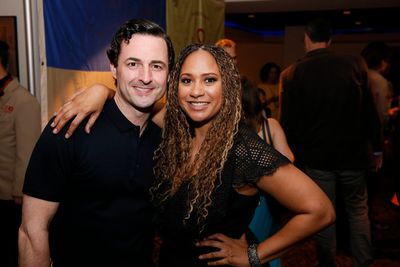 From left, cast member Max von Essen and actor Tracie Thoms after the opening night p Photo
