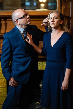 Jon VanMiddlesworth as Toby and Emily Belvo as Hedda @ BroadwayWorld Jon VanMiddlesworth as Toby and Emily Belvo as Hedda Photo