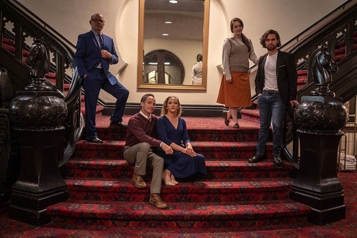 Jon Van Middlesworth (Toby), Christopher Marshall (George), Emily Belvo (Hedda), Katie Miesner (Thea), and Joseph Michael-Kenneth (Eli) at 