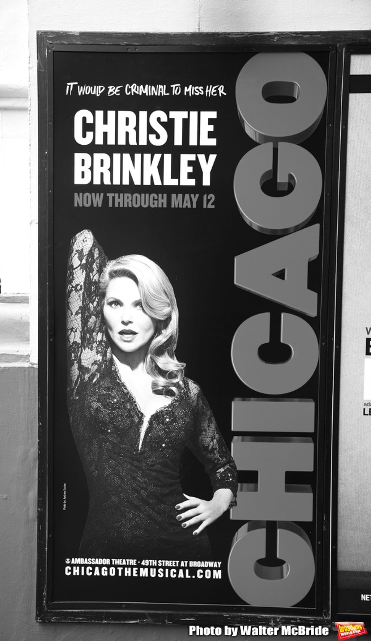 Marquee Billboard for Christie Brinkley kicking off her third run as Ã¬Roxie HartÃ® in CHICAGO on Broadway at the the Ambassador on April 18, 2019 in New York City. at 