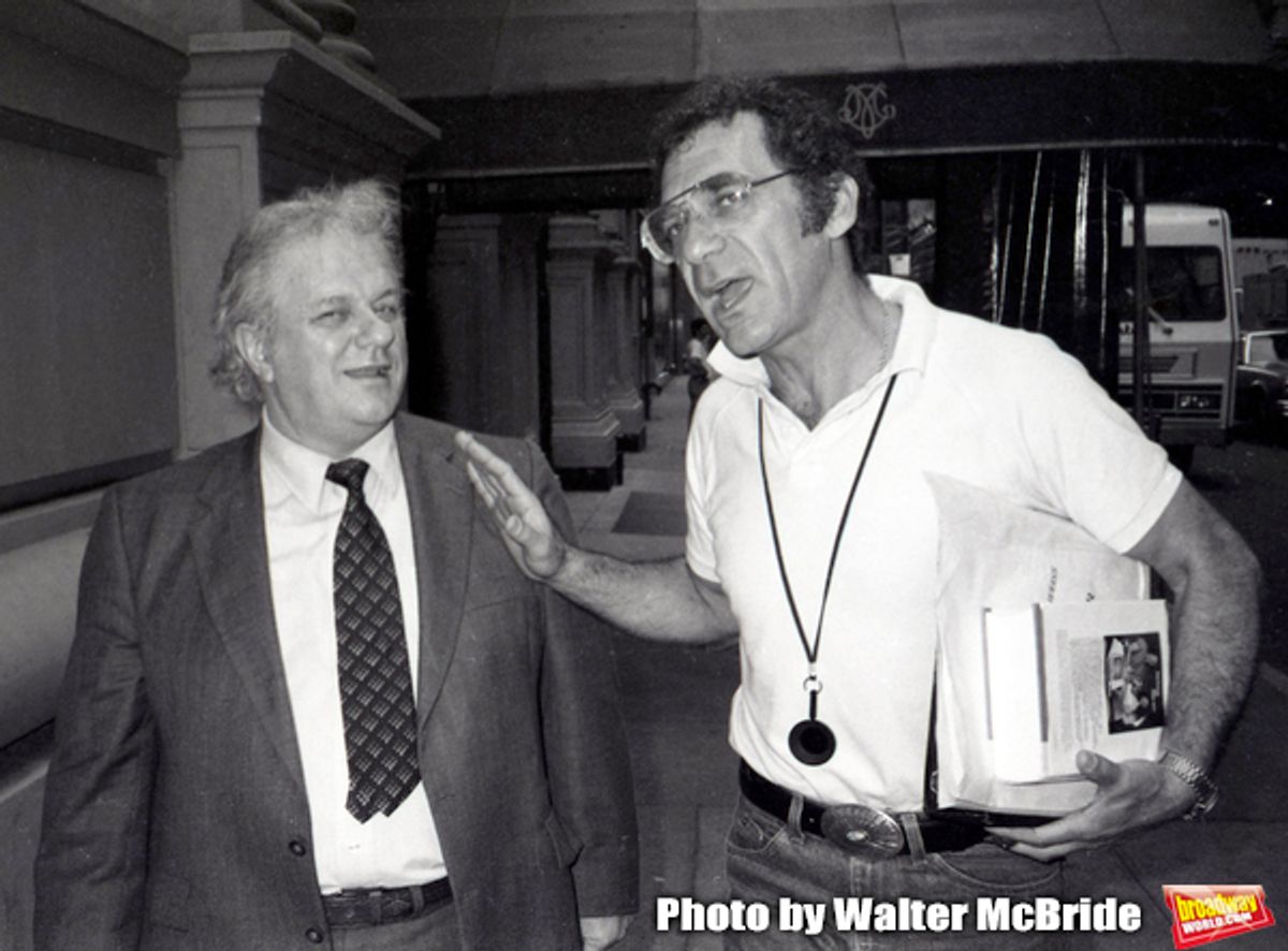 Charles Durning and Sydney Pollack on the set filming TOOTSIE on June 9, 1982 in New York City.
 at 