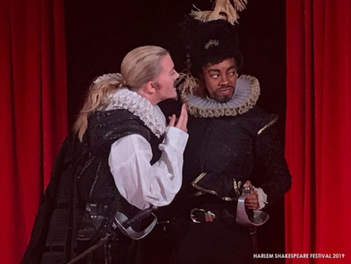Ella Loudon as IAGO and Ryan L. Jenkins as RODERIGO in Harlem Shakespeare Festival''s all-female OTHELLO presented by Southwest Shakespeare Company. Spring 2019. at 