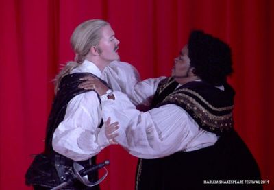 Ella Loudon as IAGO and Debra Ann Byrd as OTHELLO in Harlem Shakespeare Festival''s a Photo