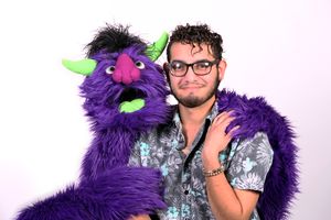 Puppet designer Alastair Sigala Ramirez and Trekkie Monster @ BroadwayWorld Puppet designer Alastair Sigala Ramirez and Trekkie Monster Photo