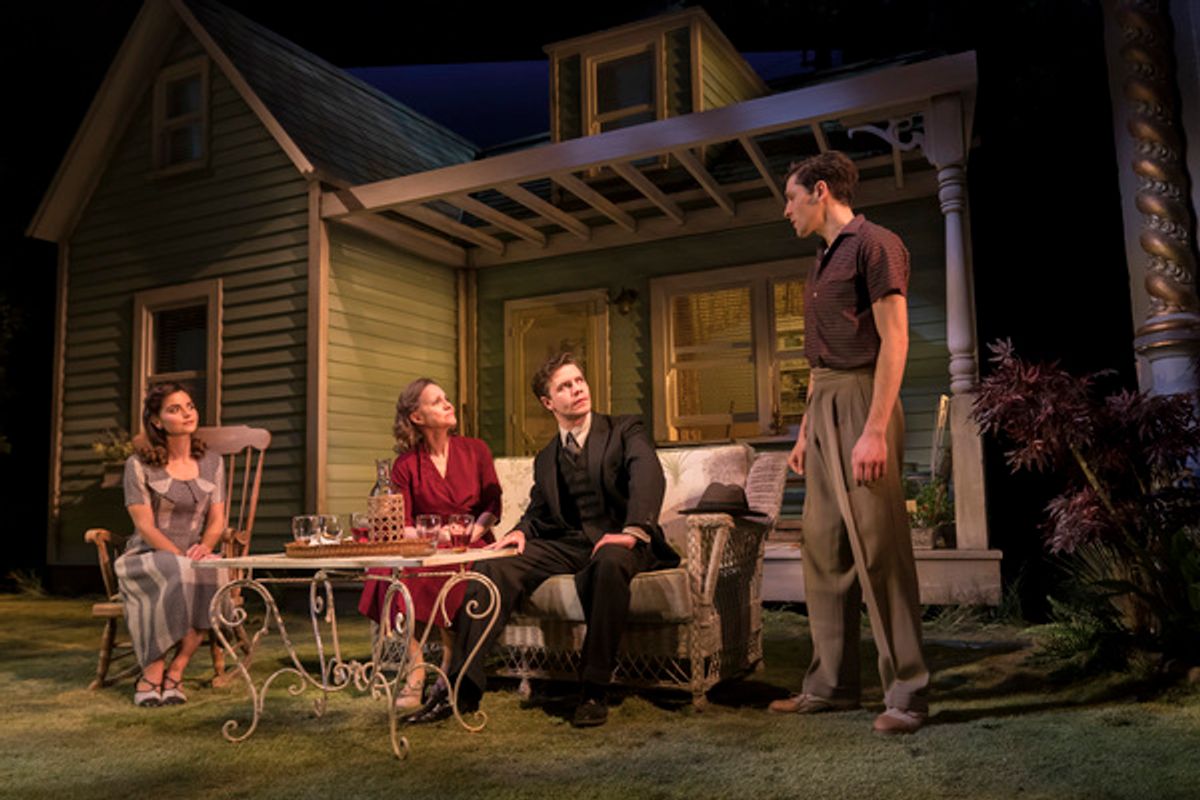 Jenna Coleman (Ann Deever), Sally Field (Kate Keller), Oliver Johnstone (George Deever) and Colin Morgan (Chris Keller) at 