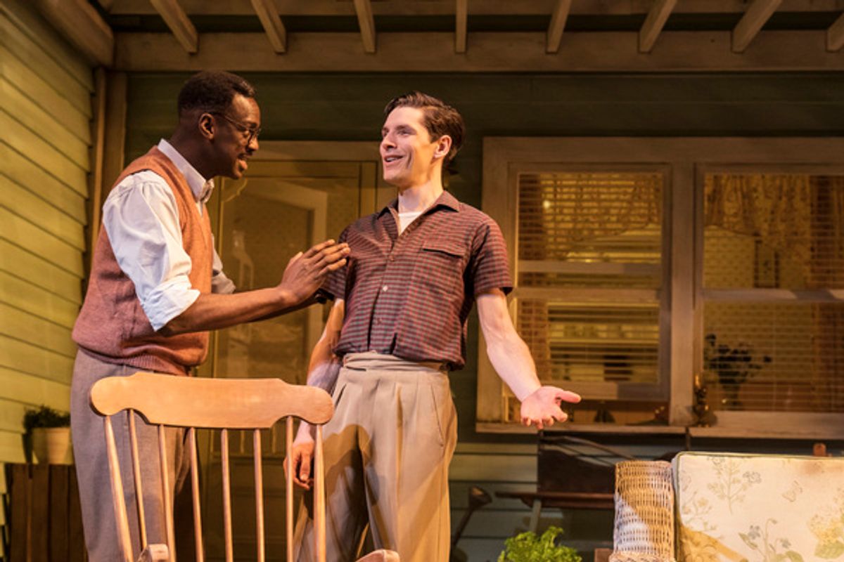 Sule Rimi (Dr. Jim Bayliss) and Colin Morgan (Chris Keller) at 