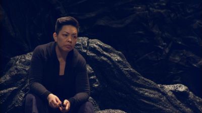 Photo of Sophia Skiles (Chorus) in rehearsal for The Oresteia. Photo