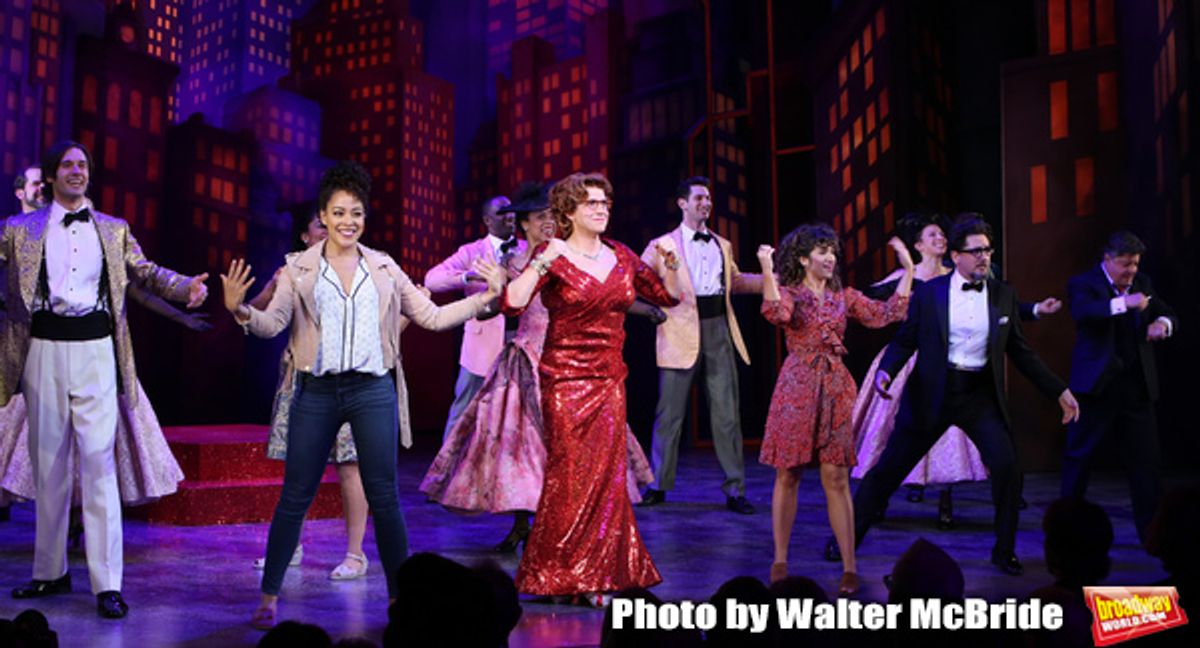 John Behlmann, Lilli Cooper, Santino Fontana, Sarah Stiles, Reg Rogers, Michael McGrath with cast at 