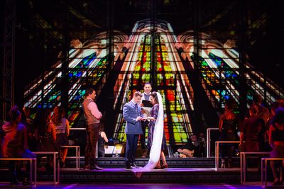 Christian Borle, Mandy Gonzalez, and Company Photo