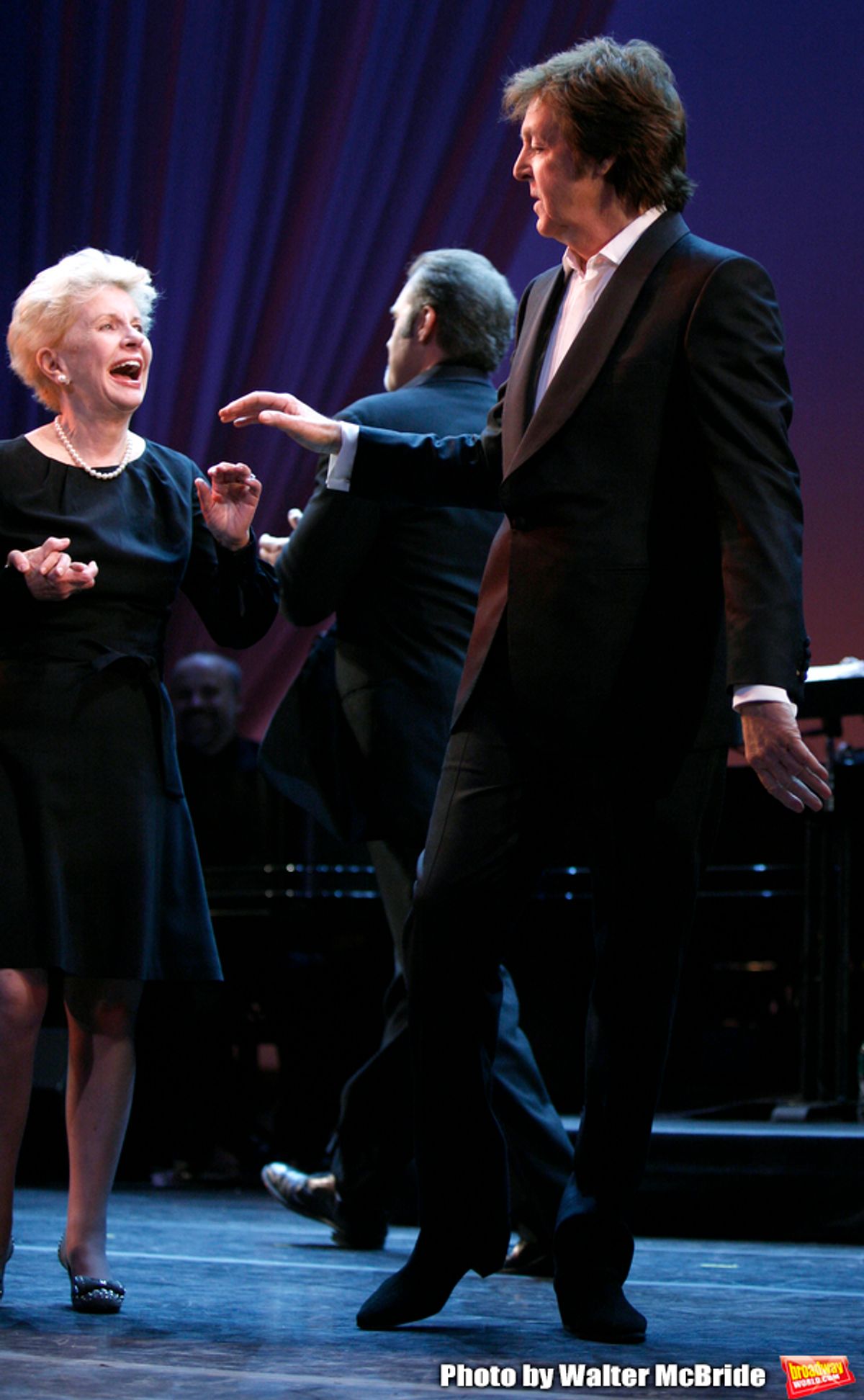 Paul McCartney & Jo Sullivan Loesser
at The Curtain Call for Chance & Chemistry: A Centennial Celebration of Frank Loesser- an Actors Fund Benefit at the Minskoff Theatre in New York City.
October 26, 2009 at 