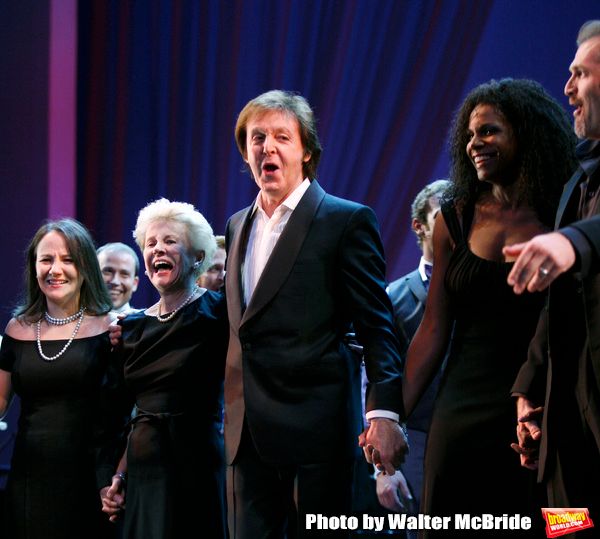Emily Loesser, Jo Sullivan Loesser, Paul McCartney & Audra McDonald
at The Curtain Ca Photo