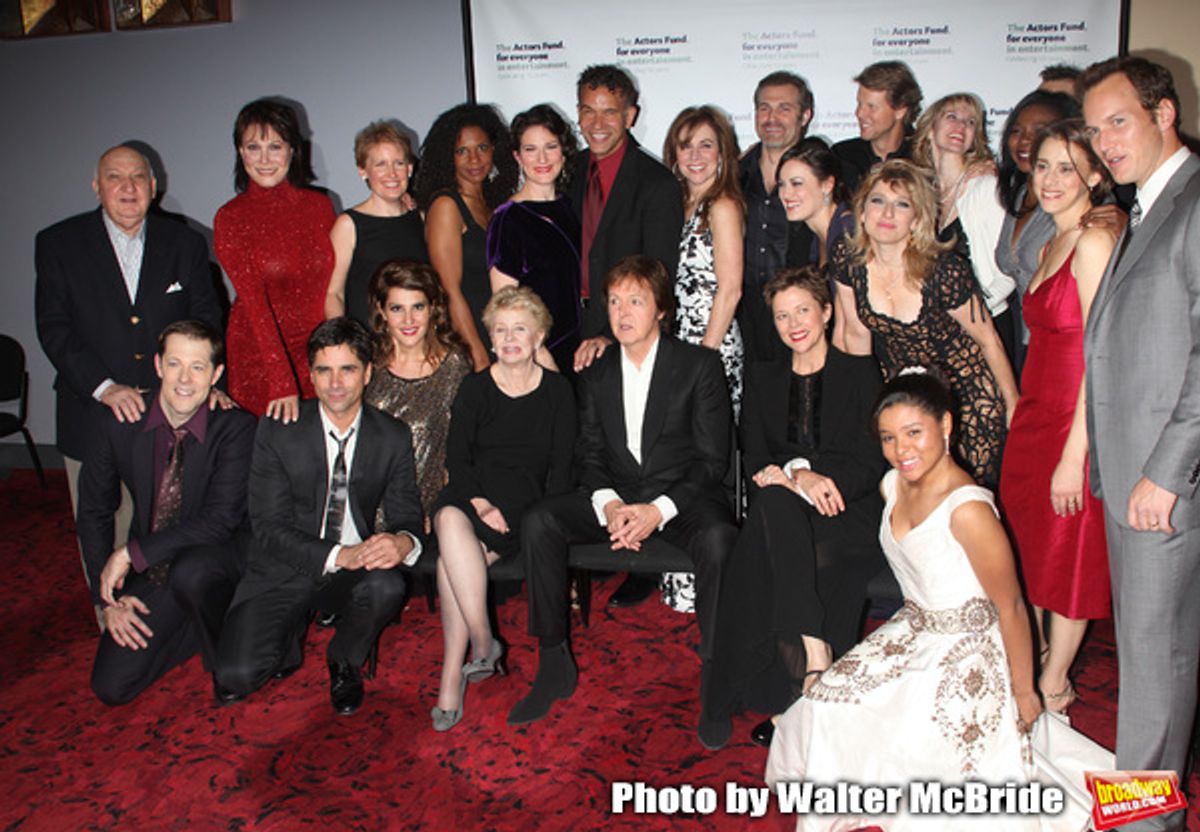 John Stamos, Jo Sullivan Loesser, Paul McCartney, Annette Bening, Nia Vardalis, Ana Gasteyer, Audra McDonald, Michele Lee, Patrick Wilson & ensemble cast Backstage for Chance & Chemistry: A Centennial Celebration of Frank Loesser- an Actors Fund Benefit a at 