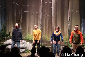 FRUITING BODIES cast members Thom Sesma, Emma Kikue, Kimiye Corwin and Jeffrey Omura during their opening night curtain call @ BroadwayWorld FRUITING BODIES cast members Thom Sesma, Emma Kikue, Kimiye Corwin and Jeffrey Omura Photo
