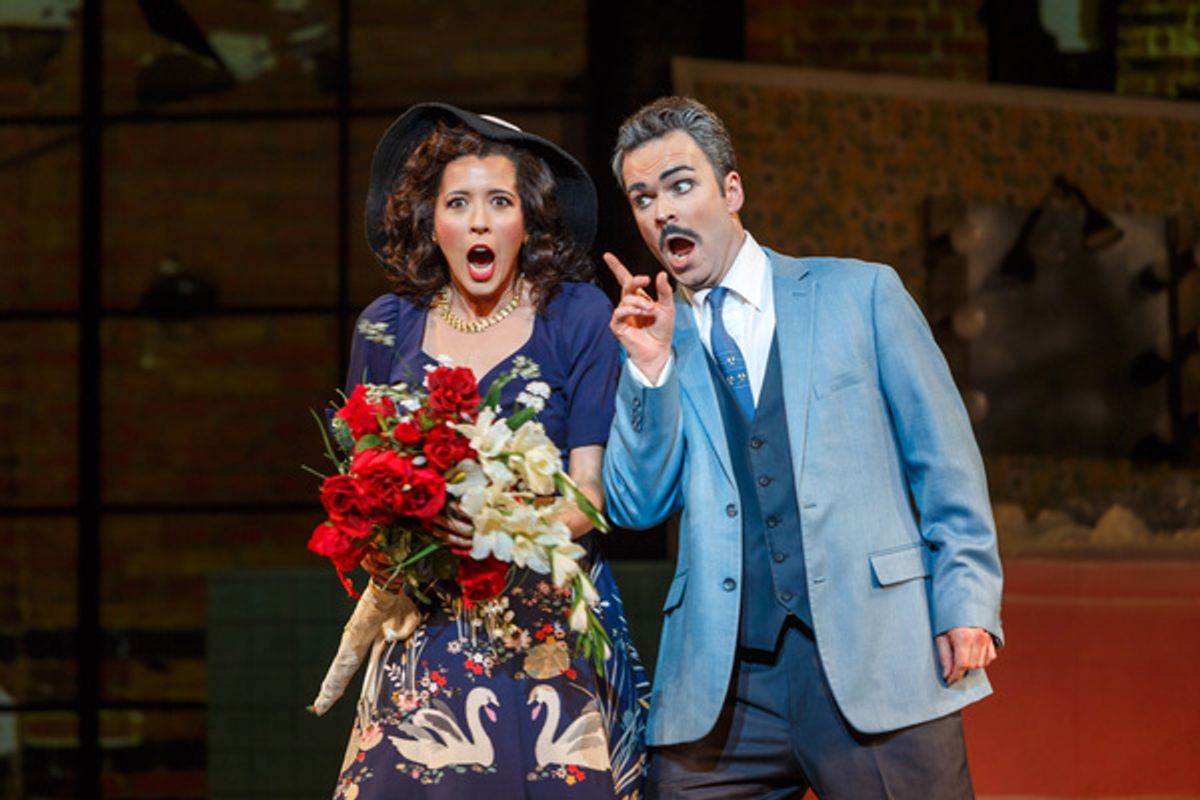 Dr. Malatesta (Joshua Hopkins) and Norina (Lisette Oropesa) solidify their plan at 