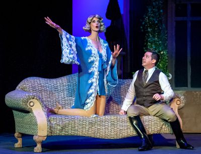 Laura Booras (Lady Jacqueline) and Gary Rucker (Bill Snibson) Photo