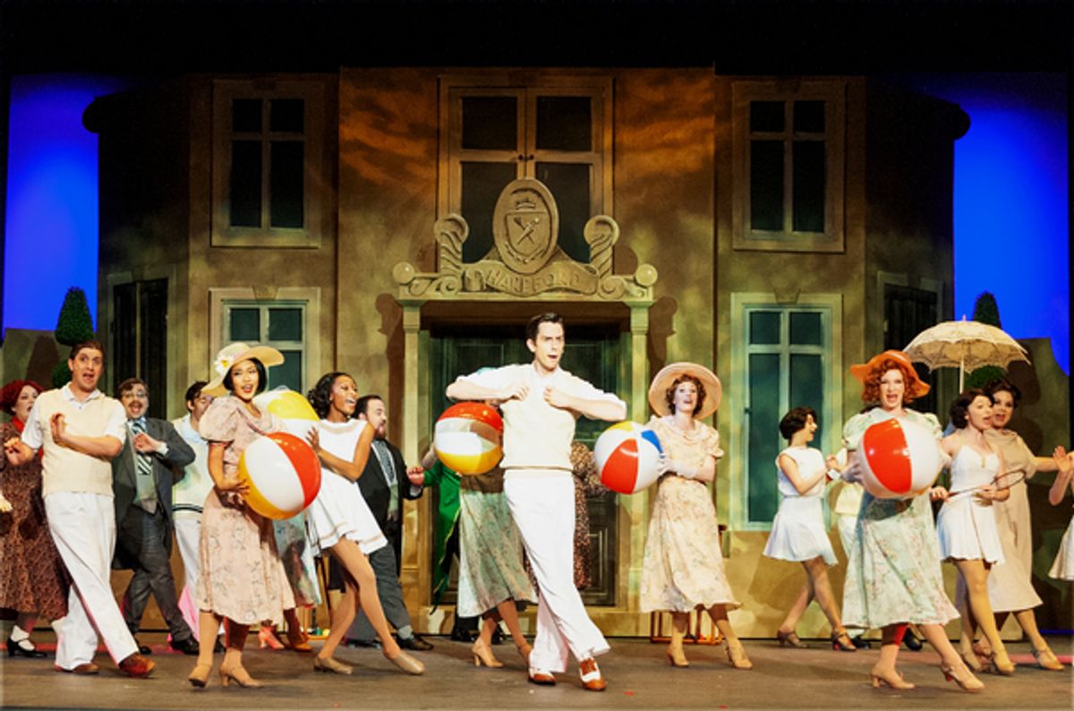 Bryce Slocumb (Gerlad) leads the Me and My Girl company in 'Sun Has Got His Hat On' at 