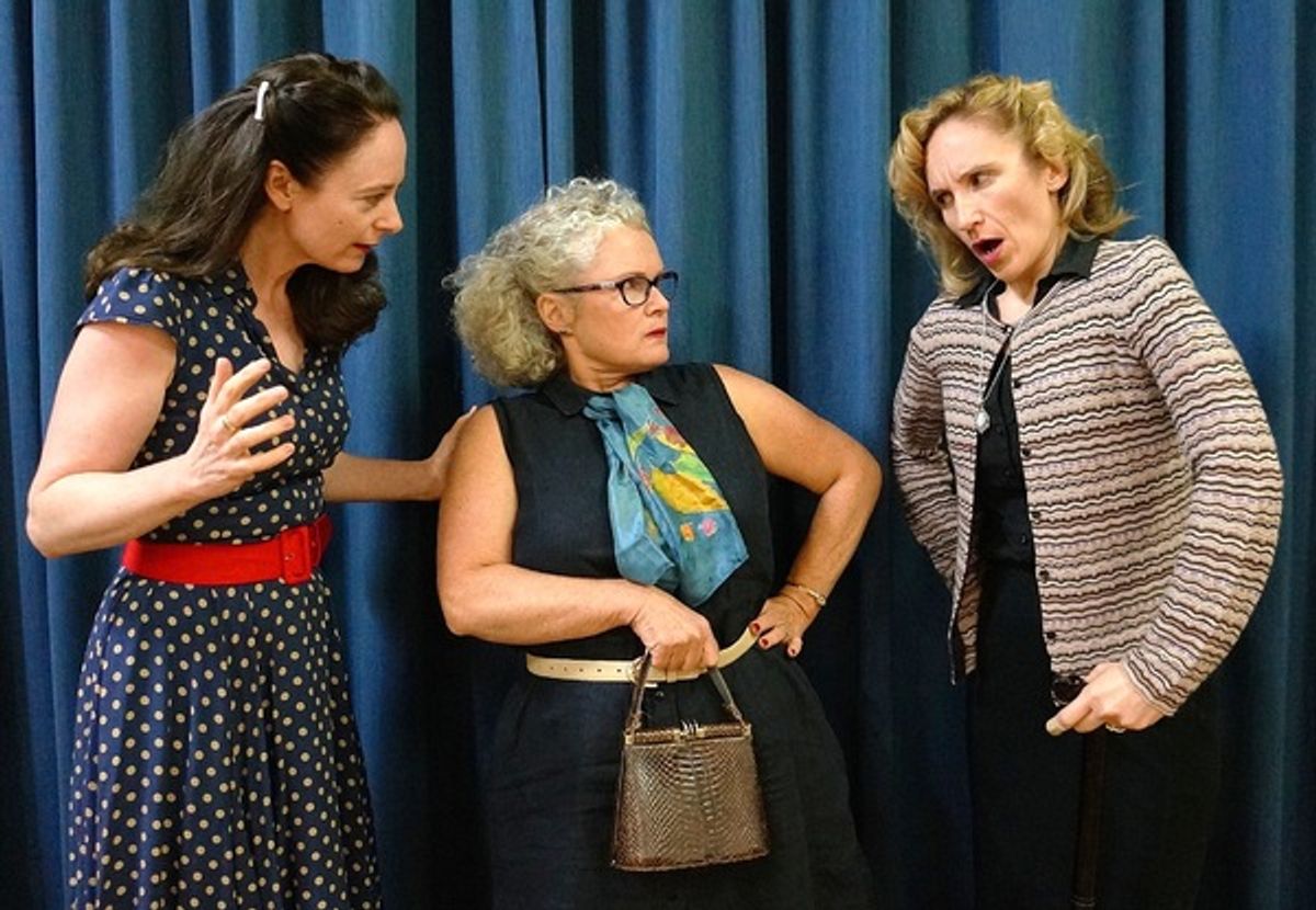 Andrea O'Donnell, left, Viviane Testa and Jenny Smith have a heated exchange I Twelve Angry Jurors. at 