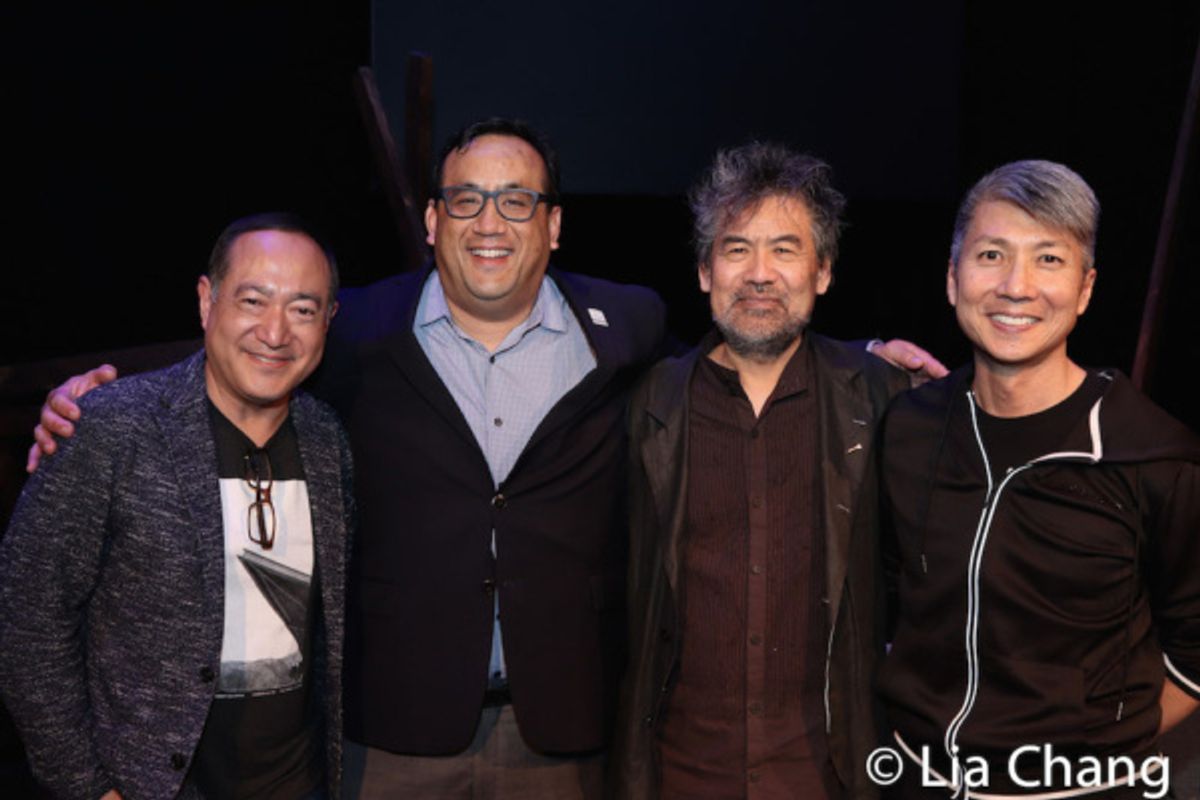 Alan Muraoka, Max Chang, Spike 150 Board Member, David Henry Hwang and Jason Ma at 