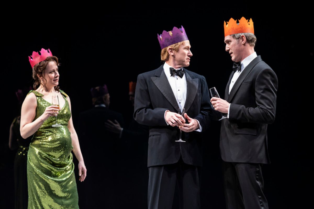 Kate Fry (Hermione), Dan Donohue (Leontes) and Nathan Hosner (Polixenes) at 