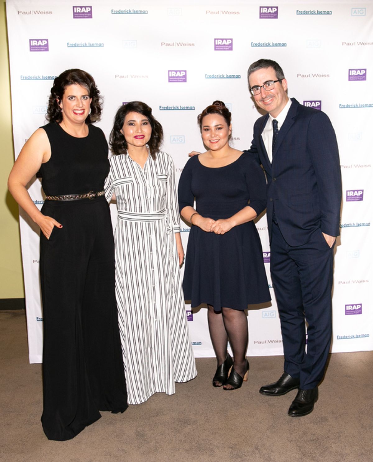 Becca Heller, Sourya Saleh, Masooma Hussaini, John Oliver at 