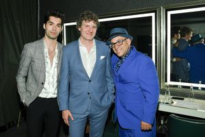 Musicial Bobi Andonov, Excellence in Mentorship Award Honoree Mike Daly, and Cal Fuss Photo