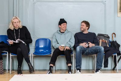 Gwendoline Christie, David Moorst, and Oliver Chris Photo