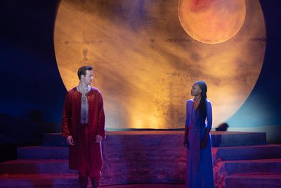 Ken Allen Neely (Radames) and Kayla Cyphers (Aida)	 Photo