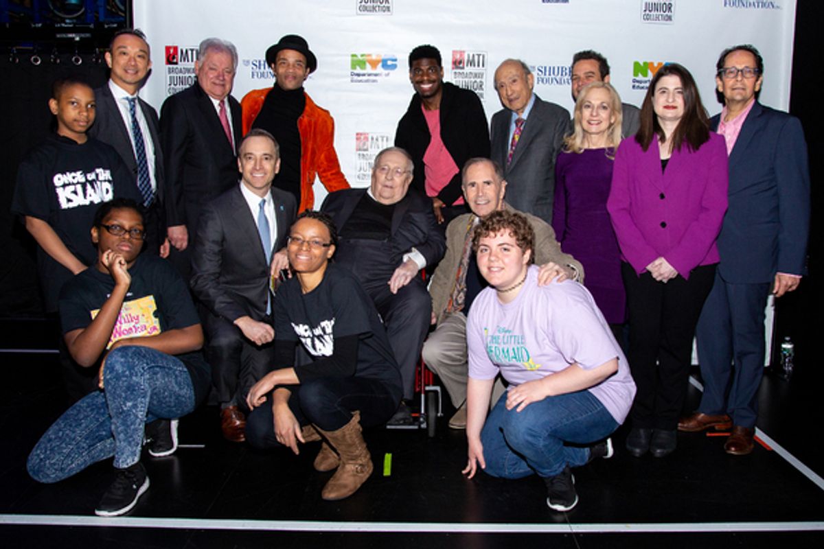 Members of The Shubert Organization, Music Theatre International, and the New York City Department of Education with student performers at 
