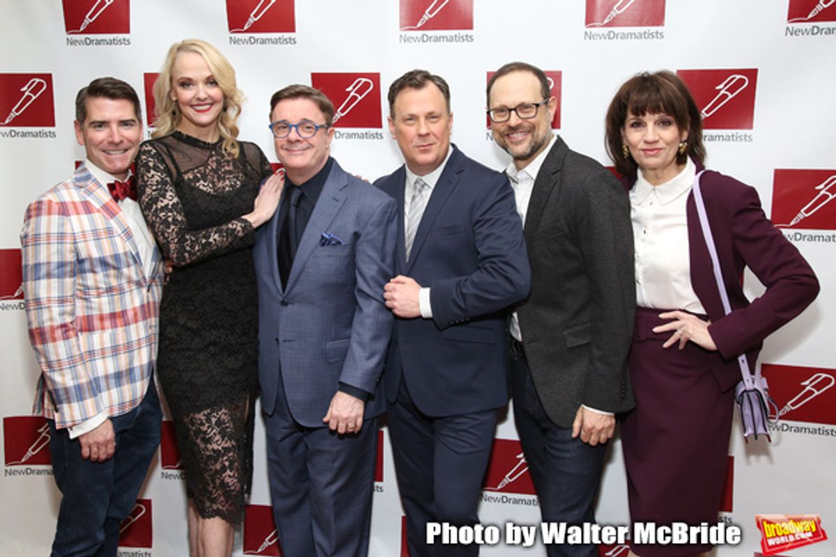 Chad Beguelin, Angie Schworer, Nathan Lane, Brooks Ashmanskas, Matthew Sklar and Beth Leavel  at 