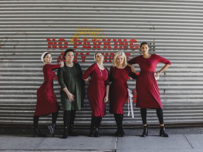 The Hanmaid''s taking on the Iconic ''Bridesmaids'' movie pose. From left to right;   Photo