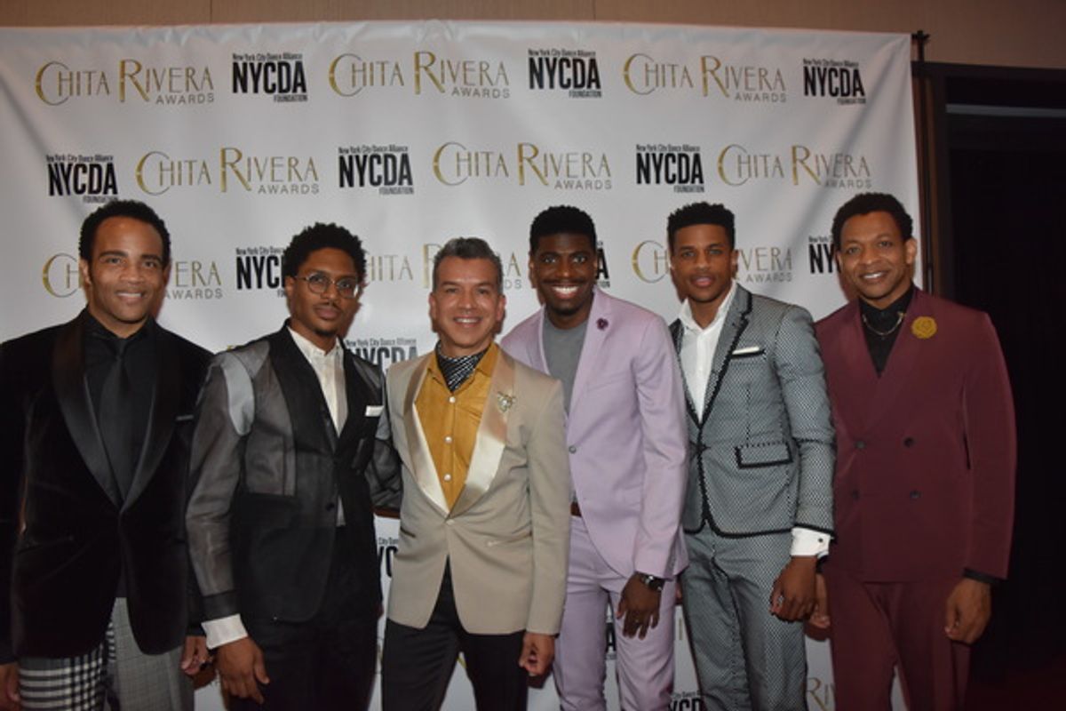 Sergio Trujillo and the Cast of Aint Too Proud to Beg that includes-James Harkness, Ephram Sykes, Japan M. Jackson, Jerome Pope and Derrick Baskin at 