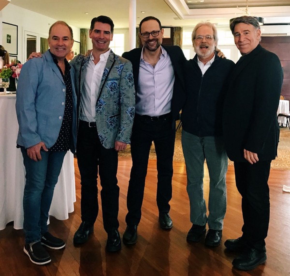 Stephen Flaherty, Chad Beguelin, Matthew Sklar, John Weidman, Stephen Schwartz at 