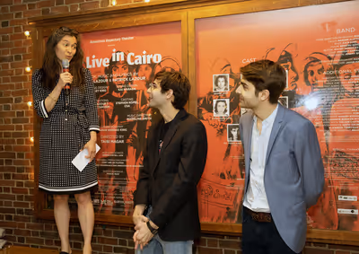 A.R.T. Terrie and Bradley Bloom Artistic Director Diane Paulus toasts Daniel Lazour a Photo