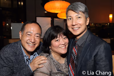 Alan Muraoka, Ann Harada, Jason Ma attend the opening night party on May 8, 2019. Photo
