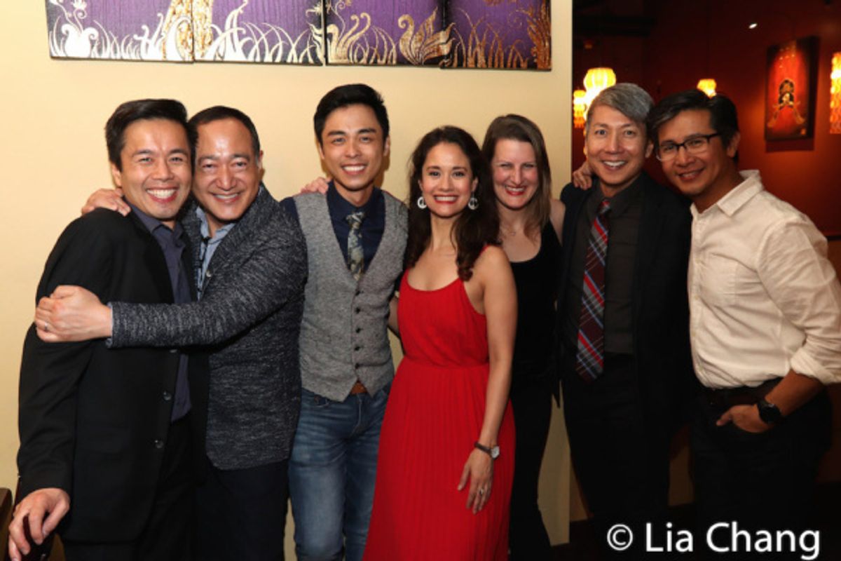 Steven Eng, Alan Muraoka, Jonny Lee, Jr. Ali Ewoldt, Kristen Rosenfeld, Jason Ma and Eric Bondoc attend the opening night party on May 8, 2019. at 