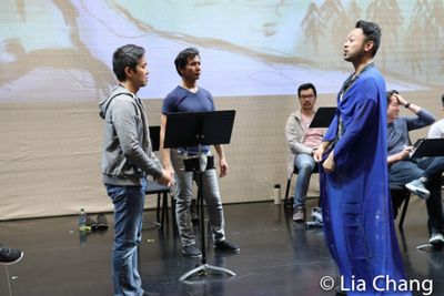 Steven Eng, Eric Bondoc and choreographer Billy Bustamante in rehearsal Photo