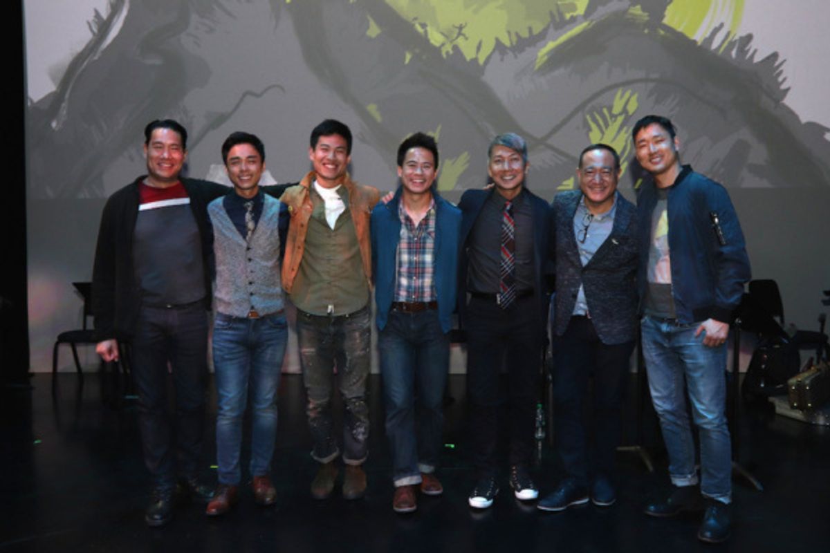 Darren Lee, Jonny Lee, Jr., Tobias C. Wong, Whit K. Lee, Jason Ma, Alan Muraoka and Daniel May after the opening night performance on May 8, 2019. at 