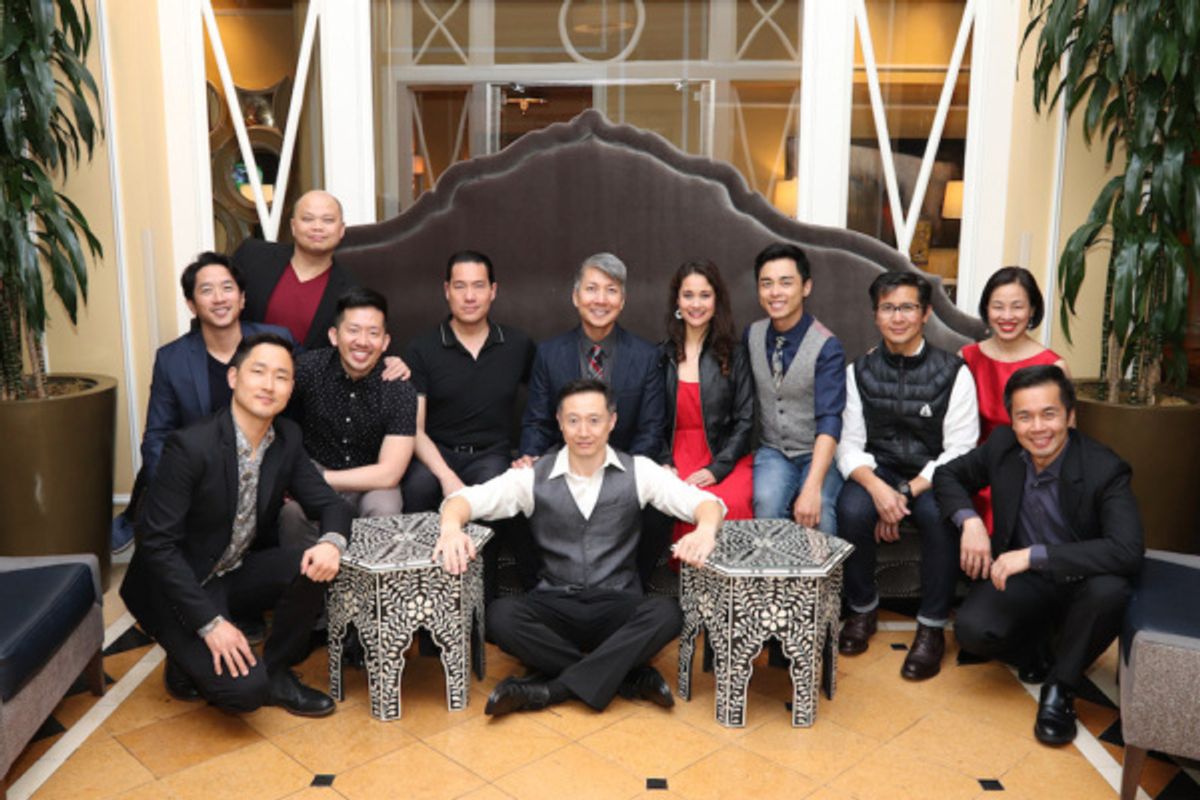 Eric Elizaga, Daniel May, Viet Vo, Kiet Tai Cao, Darren Lee, Joseph Steven Yang, Jason Ma, Ali Ewoldt, Jonny Lee, Jr., Eric Bondoc, Lia Chang and Steven Eng in the lobby of the Kimpton Hotel Monaco Sa at 