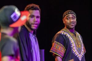 Miles Bond as Tiny, Dan Johnson as Daz, and Dez Walker as Issa Photo