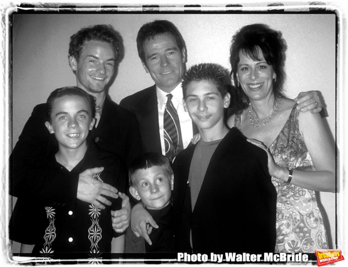 MALCOLM IN THE MIDDLE cast members Frankie Muniz, Chroistopher Masterson, Erik Per Sullivan, Bryan Cranston, Justin Berfield and Jane Kaczmarek
attend the Fox TV Upfront Party at Lincoln Center omn May 18, 2000 in New York City. at 