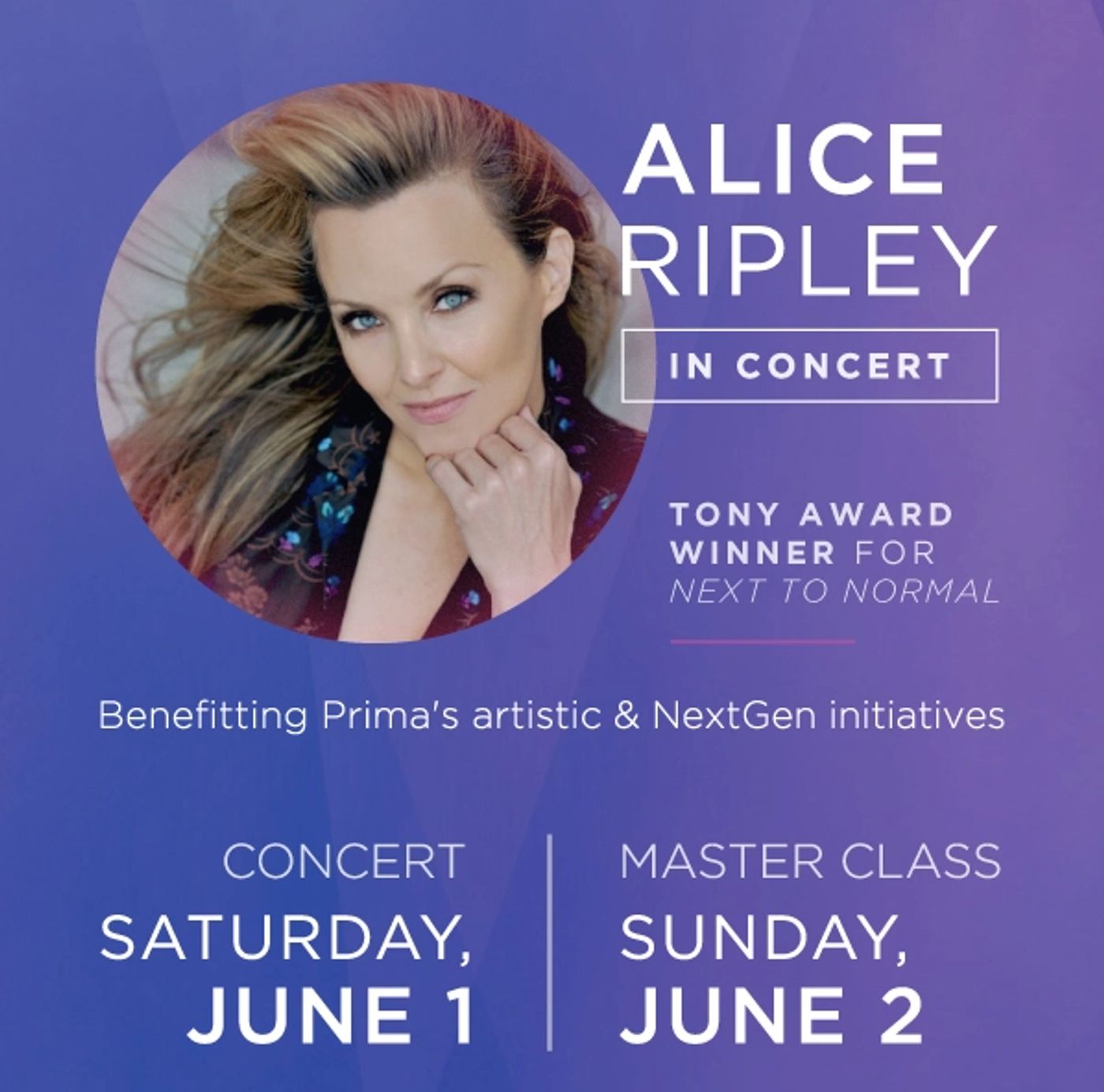 Save $55 Off Tickets to See Tony Winner Alice Ripley in Concert in Lancaster, PA Benefitting Prima Theatre Save $55 Off Tickets to See Tony Winner Alice Ripley in Concert in Lancaster, PA Benefitting Prima Theatre Image