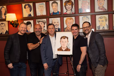 Bob Martin, Casey Nicholaw, Brooks Ashmanskas, Chad Beguelin, and Matthew Sklar Photo