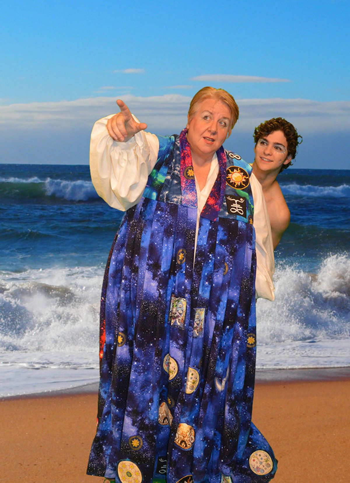 Susan Felder as Prospera, and Dustin Parsons as Ariel at 