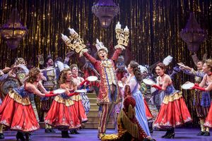 Gavin Lee (Lumiere) and the cast of Paper Mill Playhouseâ€™s Disneyâ€™s Bea Photo