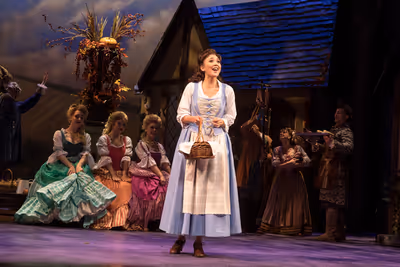 Belinda Allyn (Belle) and the cast of Paper Mill Playhouseâ€™s Disney Beauty and Photo