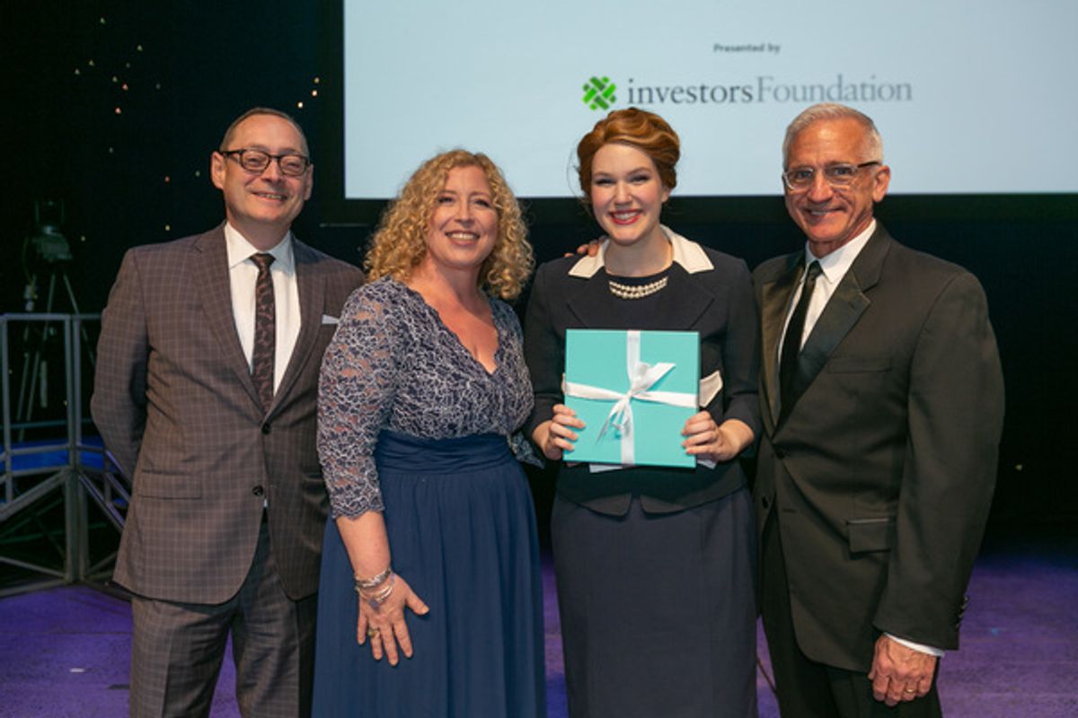  Mike Stotts (Paper Mill Playhouse Managing Director), Lisa Cooney (Paper Mill Playhouse Director of Education), Kassi McMillan (Winner of Outstanding Performance by an Actress in a Leading Role), and Mark Hoebee (Paper Mill Playhouse Producing Artistic D at 