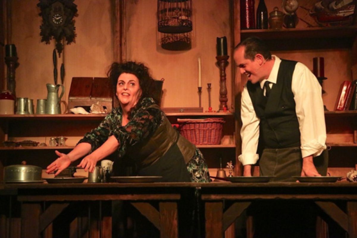 Mike Martin and Jennie Gray Connard as Sweeney and Lovett. Photo credit Adriana Zuniga Williams. at 