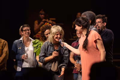 Rachel Chavkin, Rachel Hauck, Anais Mitchel, and the Cast of HADESTOWN Photo