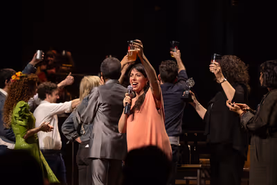 Rachel Chavkin, Rachel Hauck, Anais Mitchel, and the Cast of HADESTOWN Photo